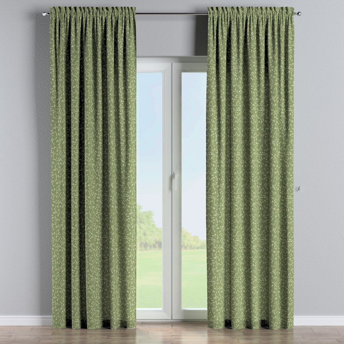 Zasłona na kanale z grzywką 1 szt. 130x260 zielony