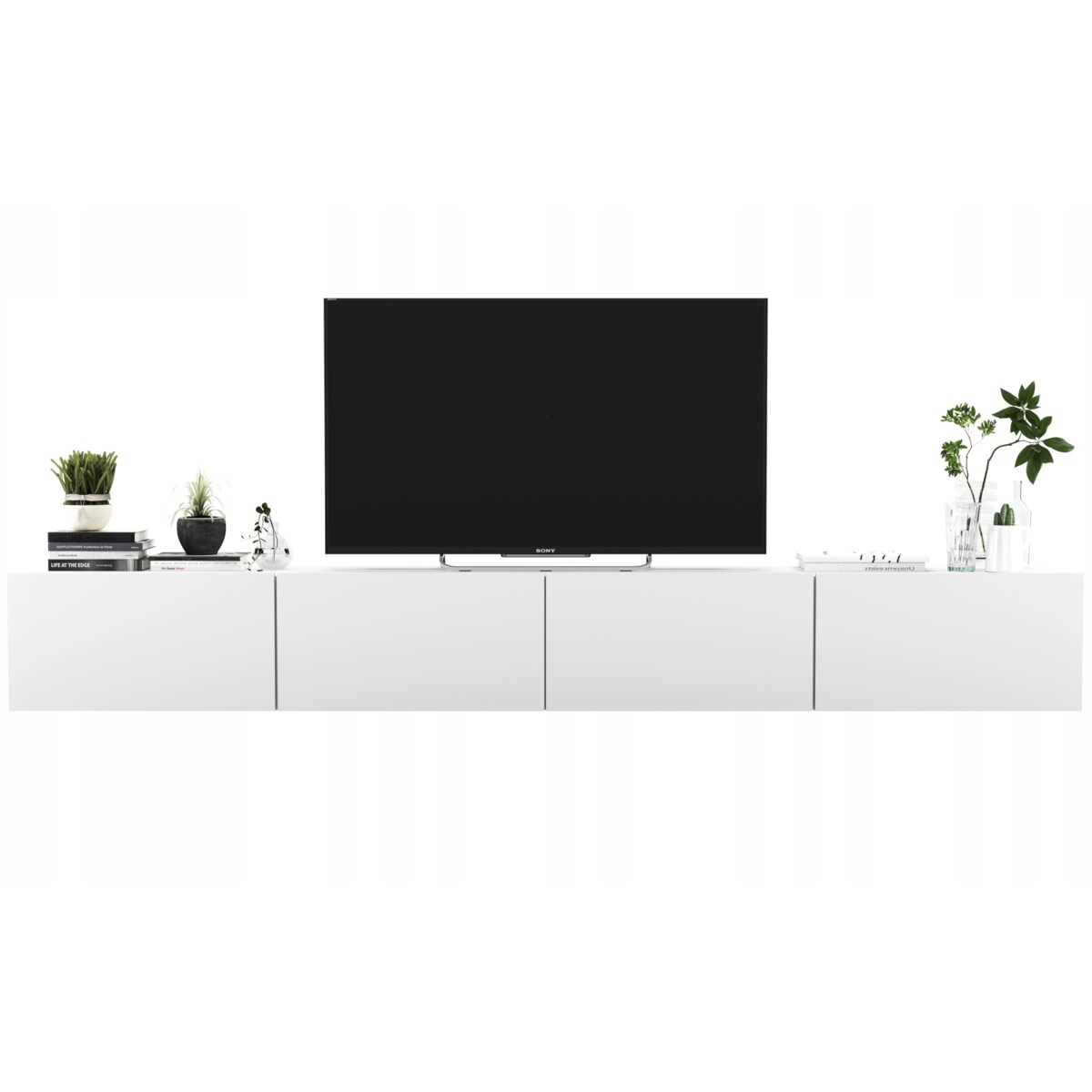 Szafka RTV Loft Wisząca Komoda RTV Biały MAT 240 cm