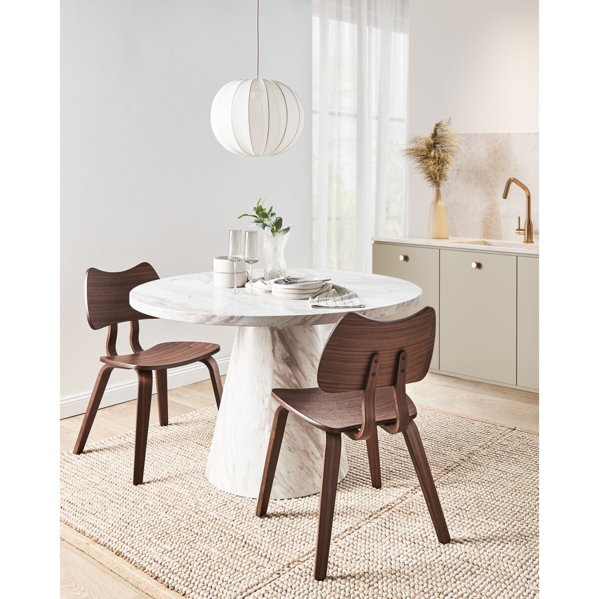 Zestaw 2 krzeseł do jadalni DIANA Drewno Ciemnobrązowy