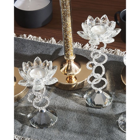 Świecznik szklany 27 cm srebrny OVIEDO