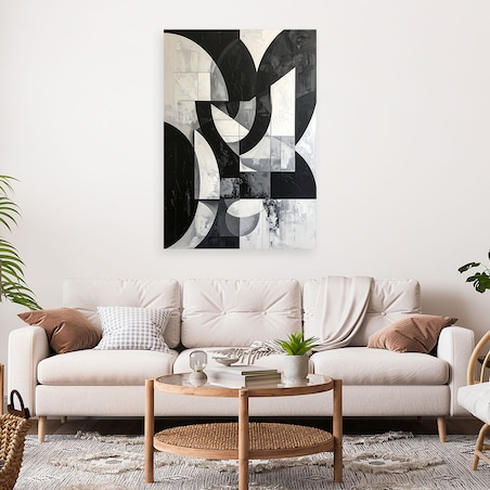 Obraz do salonu biura, Abstrakcyjna kompozycja kształty czarno biały