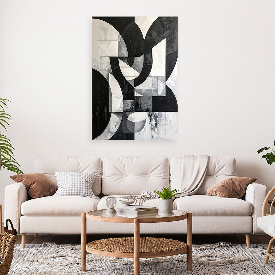 Obraz do salonu biura, Abstrakcyjna kompozycja kształty czarno biały