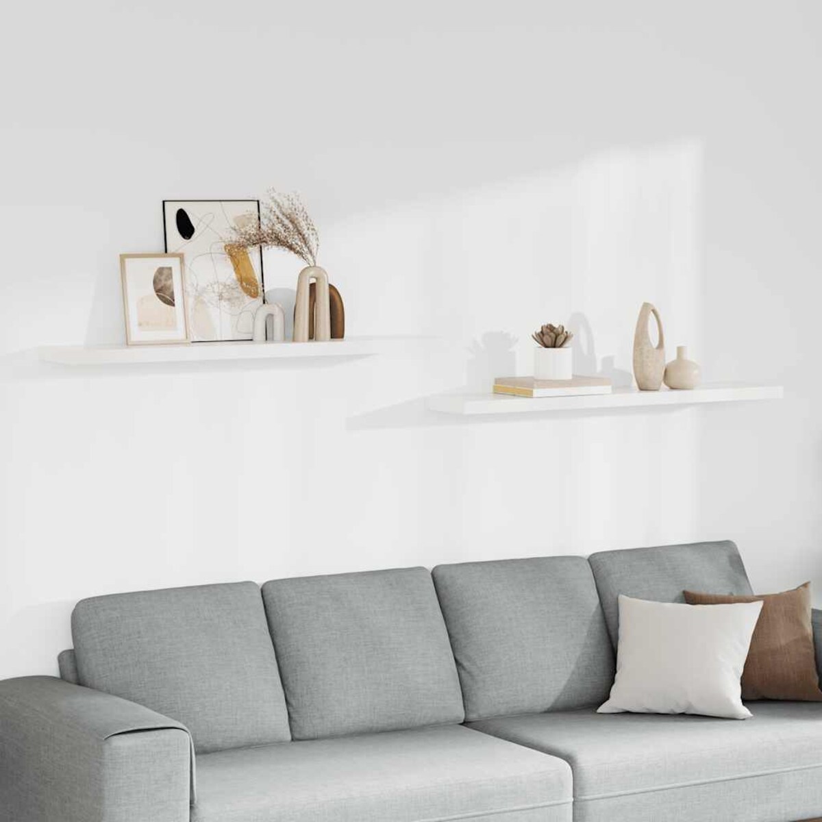 vidaXL Półki ścienne 2 szt., białe, 120x23,5x3,8 cm, MDF