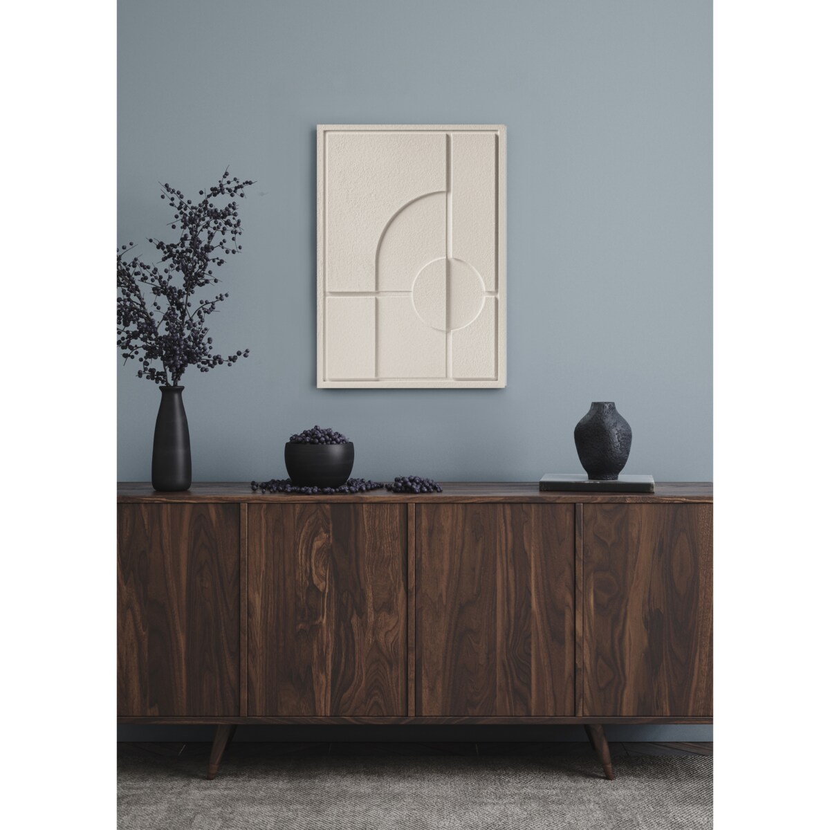 Obraz 3D 50x70cm Geometric I – Dekoracja Ścienna z Tynku Naturalnego, Natural Cream Minimalistyczny Relief