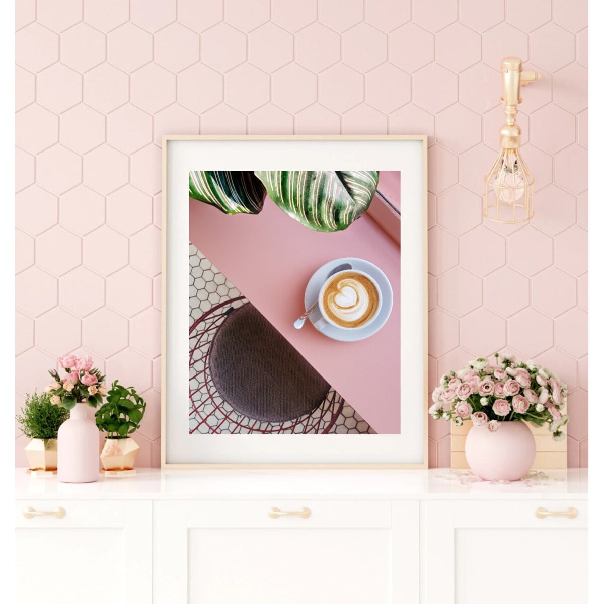 Poster Story, Plakat, Obraz - Różowa Kawiarnia, wymiary 30 x 42 cm