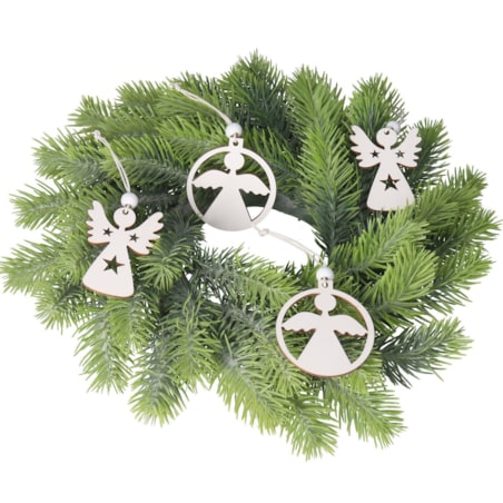 Bombki Na Choinkę Drewniane Aniołki Ozdoba 12Szt