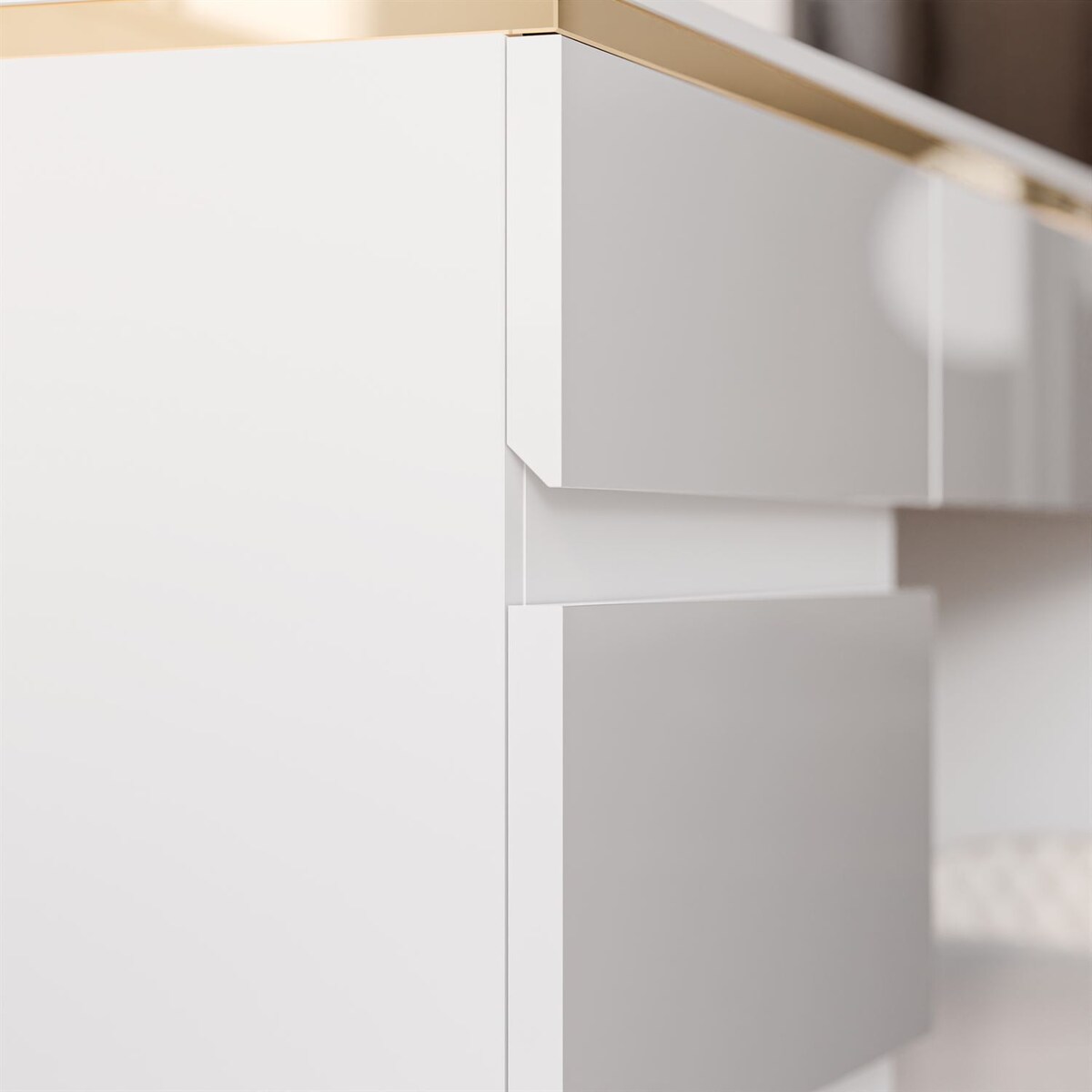 Biurko AURORA z szufladami biały połysk