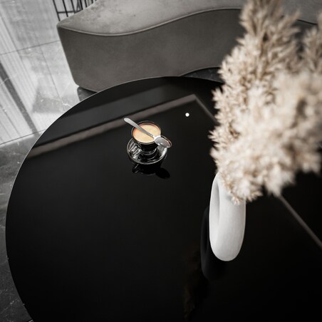 Okrągły stolik kawowy LORI złoty mat czarny połysk