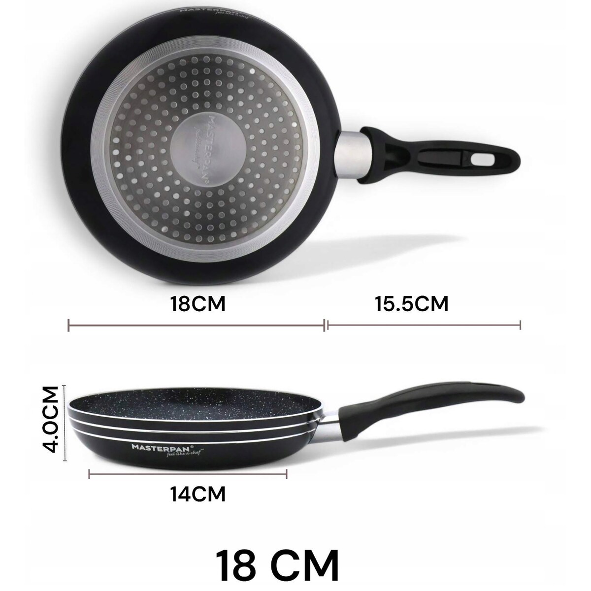 Lekka Patelnia Granitowa 18 Cm Plaster Miodu Indukcja Gaz 0.6L 4.0 Cm