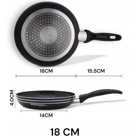 Lekka Patelnia Granitowa 18 Cm Plaster Miodu Indukcja Gaz 0.6L 4.0 Cm