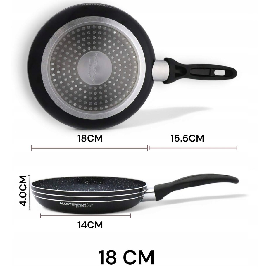 Lekka Patelnia Granitowa 18 Cm Plaster Miodu Indukcja Gaz 0.6L 4.0 Cm