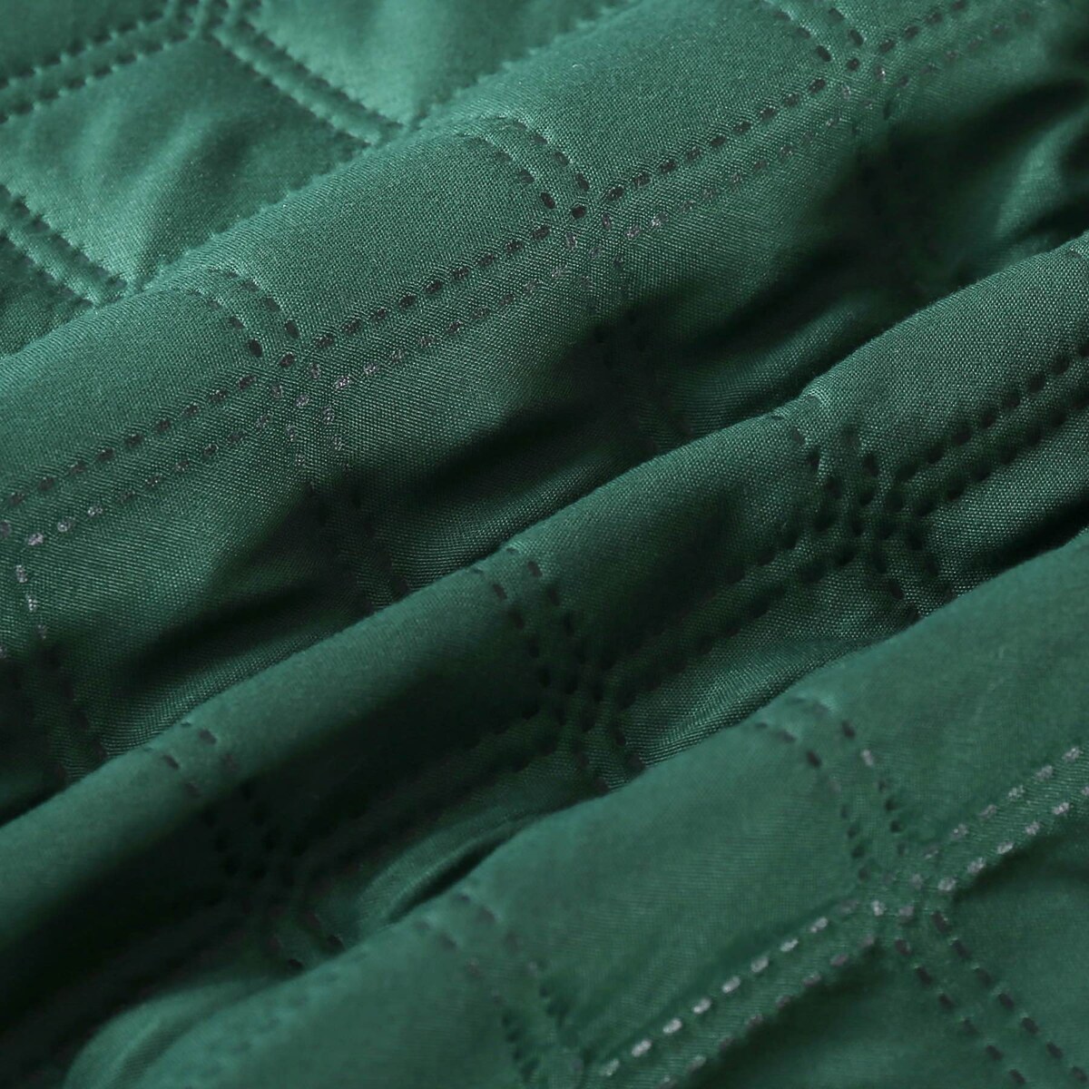 Pikowana Narzuta z Falbanką Butelkowa Zieleń 200 x 220 xXL Boho Kapa Pled