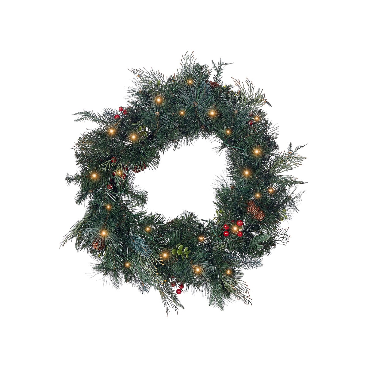 Wianek świąteczny ze światełkami 60 cm zielony ELBRUS