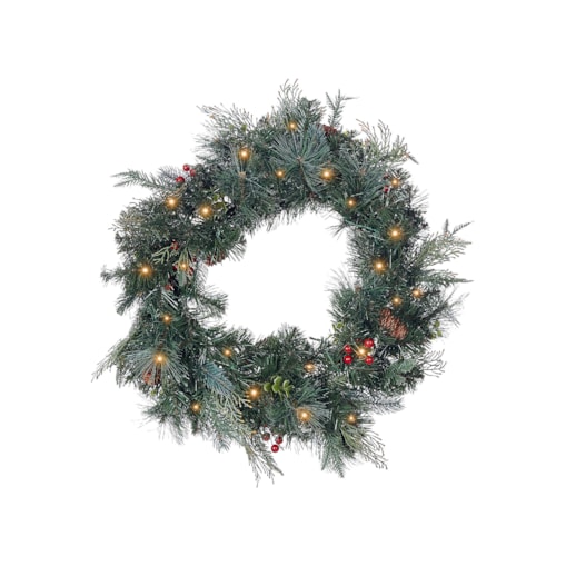 Wianek świąteczny ze światełkami 60 cm zielony ELBRUS