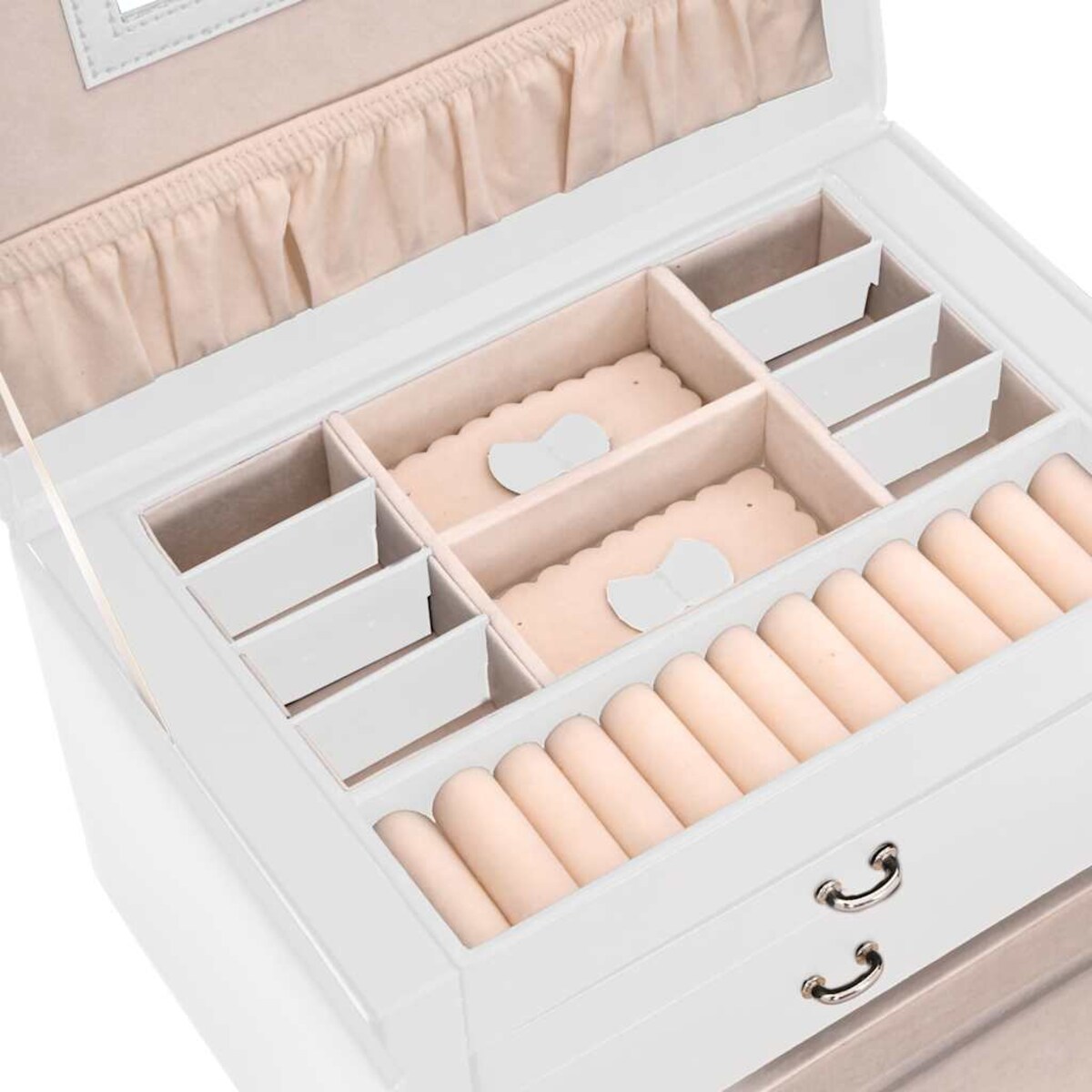 vidaXL Pudełko na biżuterię 3-warstwowe z lustrem zamykane na klucz