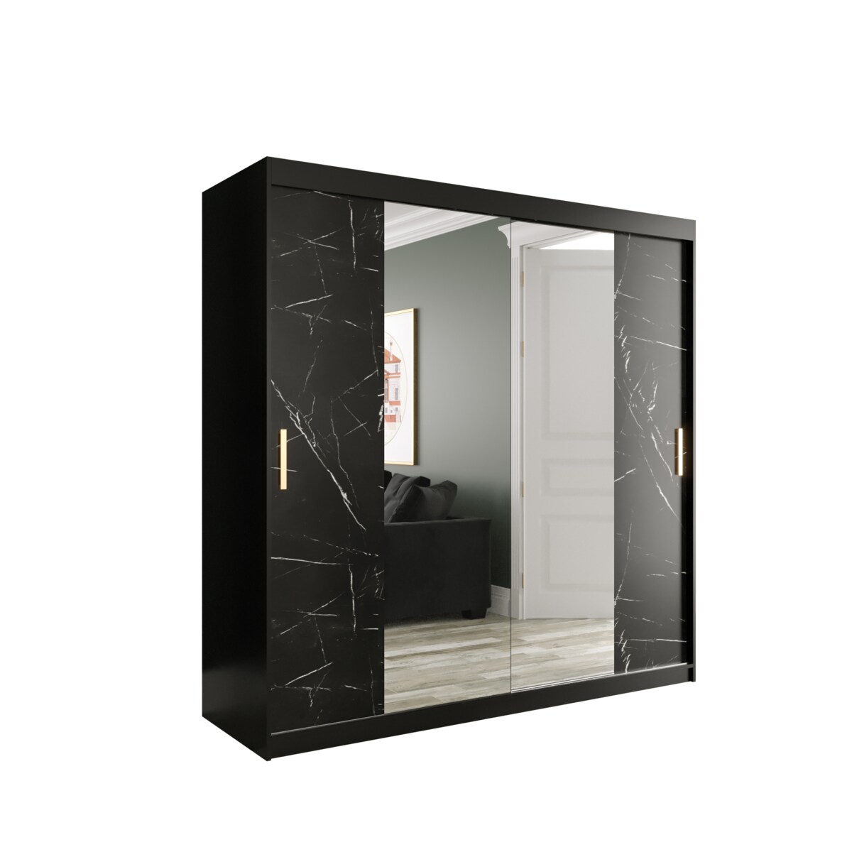 Szafa przesuwna Garderoba MARMUR T1 200 gł. 62 czarny