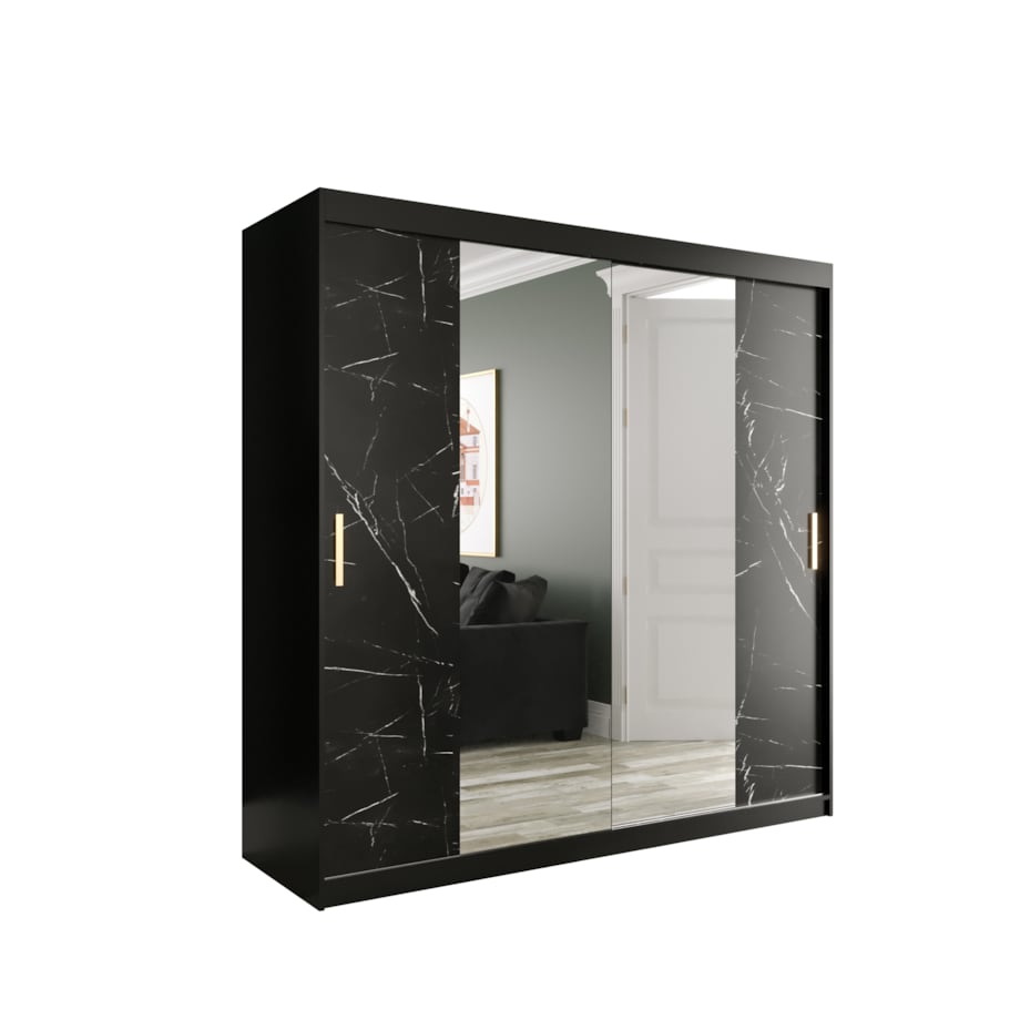 Szafa przesuwna Garderoba MARMUR T1 200 gł. 62 czarny