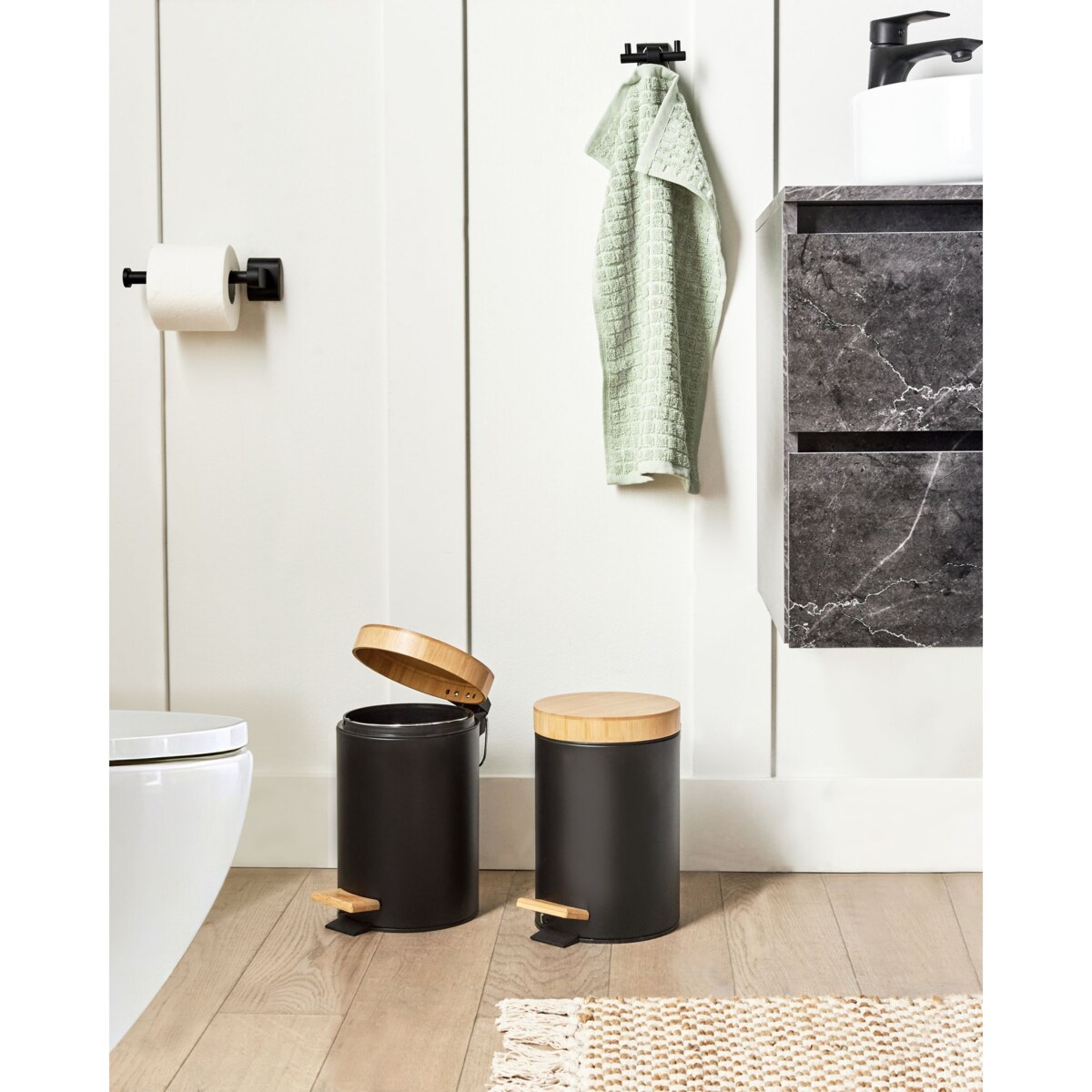 Zestaw 2 koszy na śmieci z pedałem 3 L ECOSMART Metal Czarny