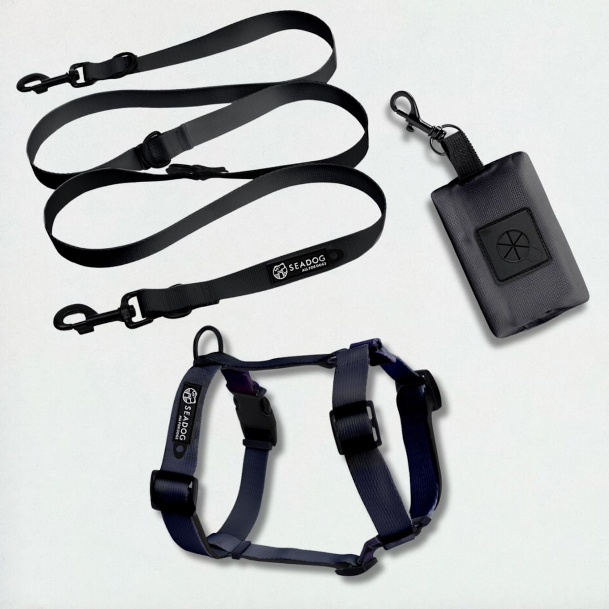 Zestaw: szelki guard, smycz i saszetka na kupoworki, rozmiar L