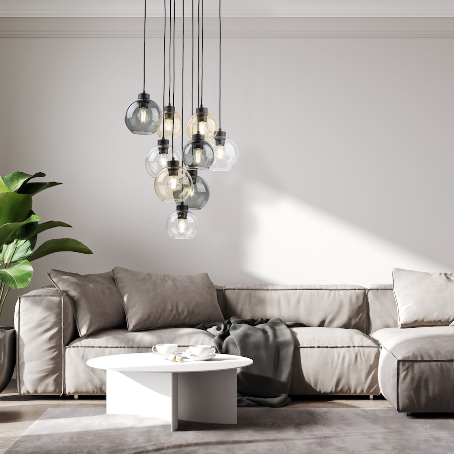 Lampa Wisząca Tk Lighting Cubus Mix 9 Kloszy Szary Bursztyn