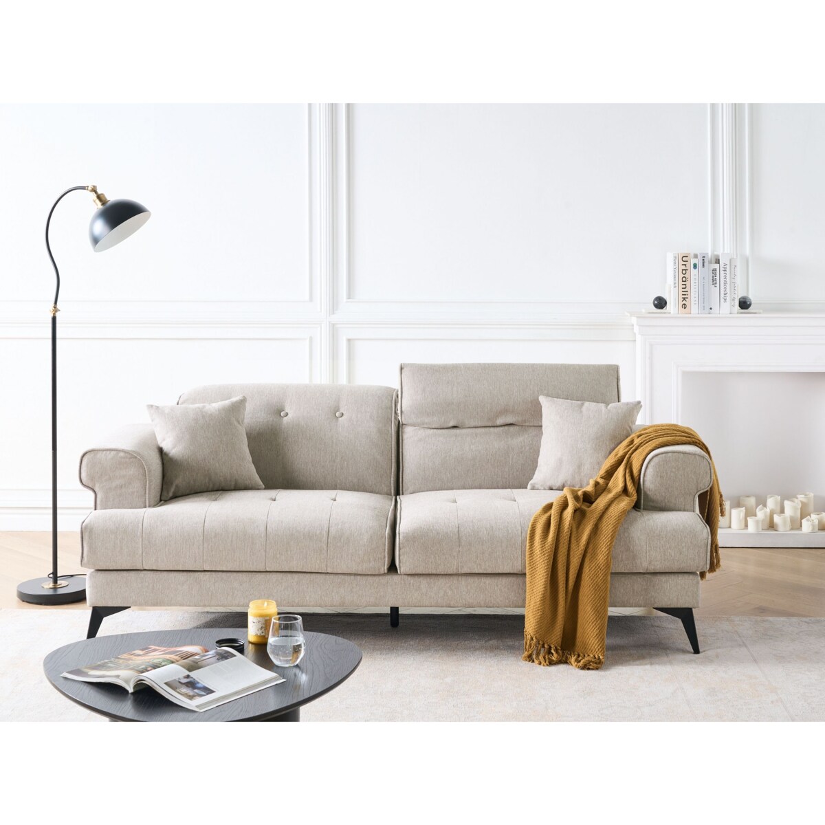 Sofa 3-osobowa beżowoszara SKIVE