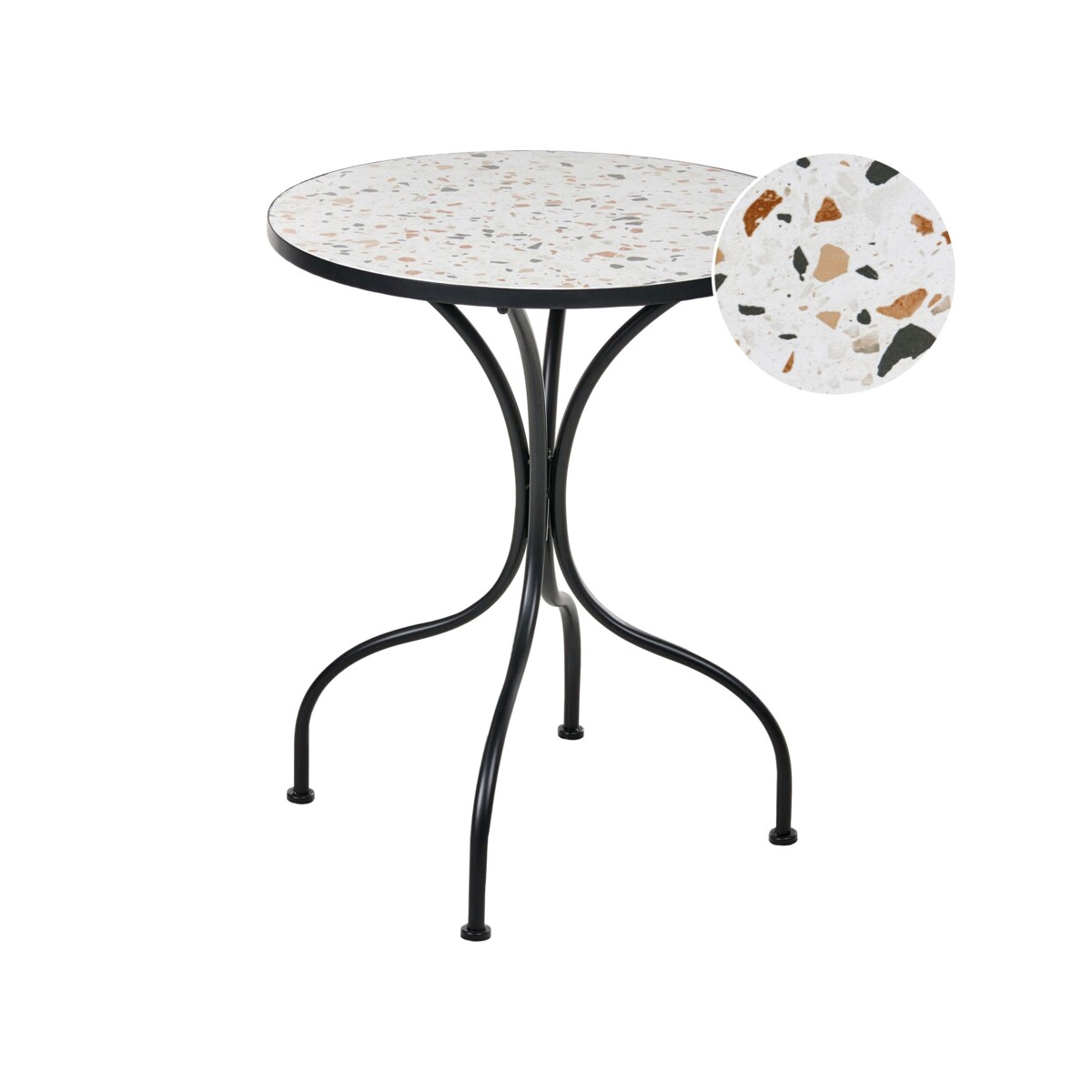 Stolik bistro ARTENA 60 cm Efekt lastryko Metal Czarny