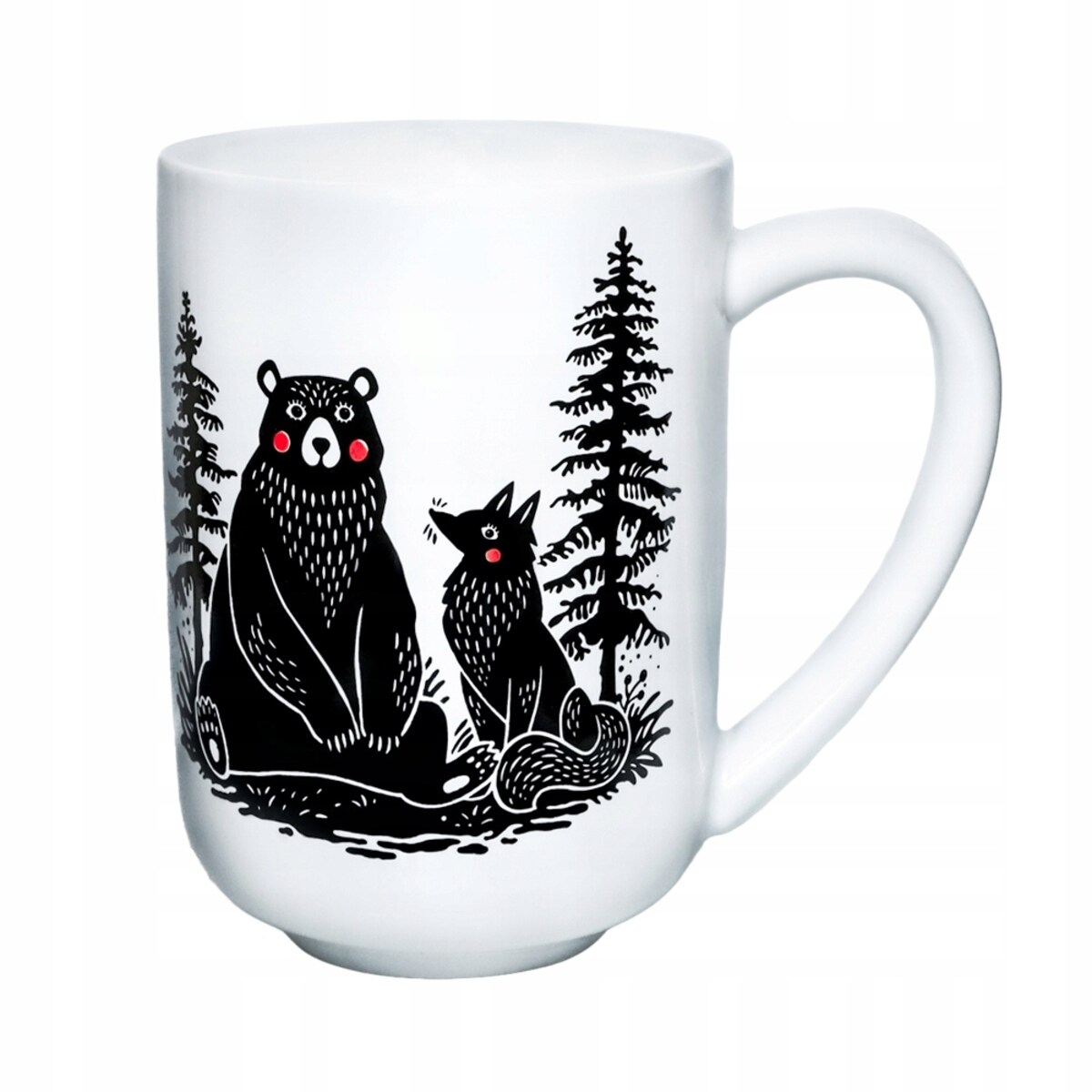 Porcelanowy kubek z uchwytem MIŚ I LIS do kawy herbaty czekolady 400ml - prezent upominek dla kobiety faceta babci dziadka mamy taty chłopaka dziewczyny