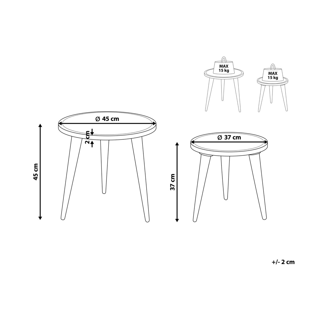 Zestaw 2 stolików pomocniczych z drewna mango ciemny RANJA