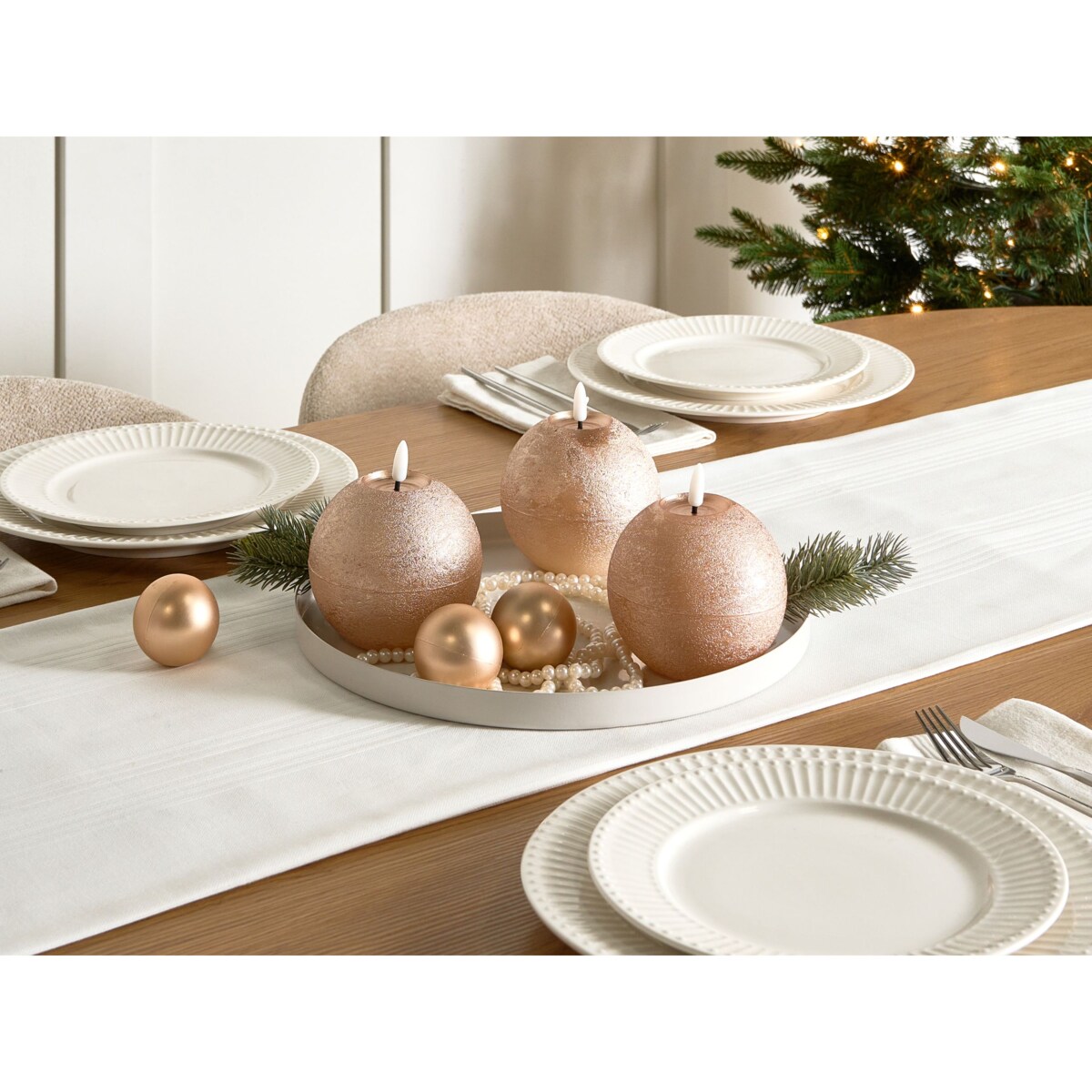 Zestaw 3 świec LED AMBROSIA 11 cm Złoty