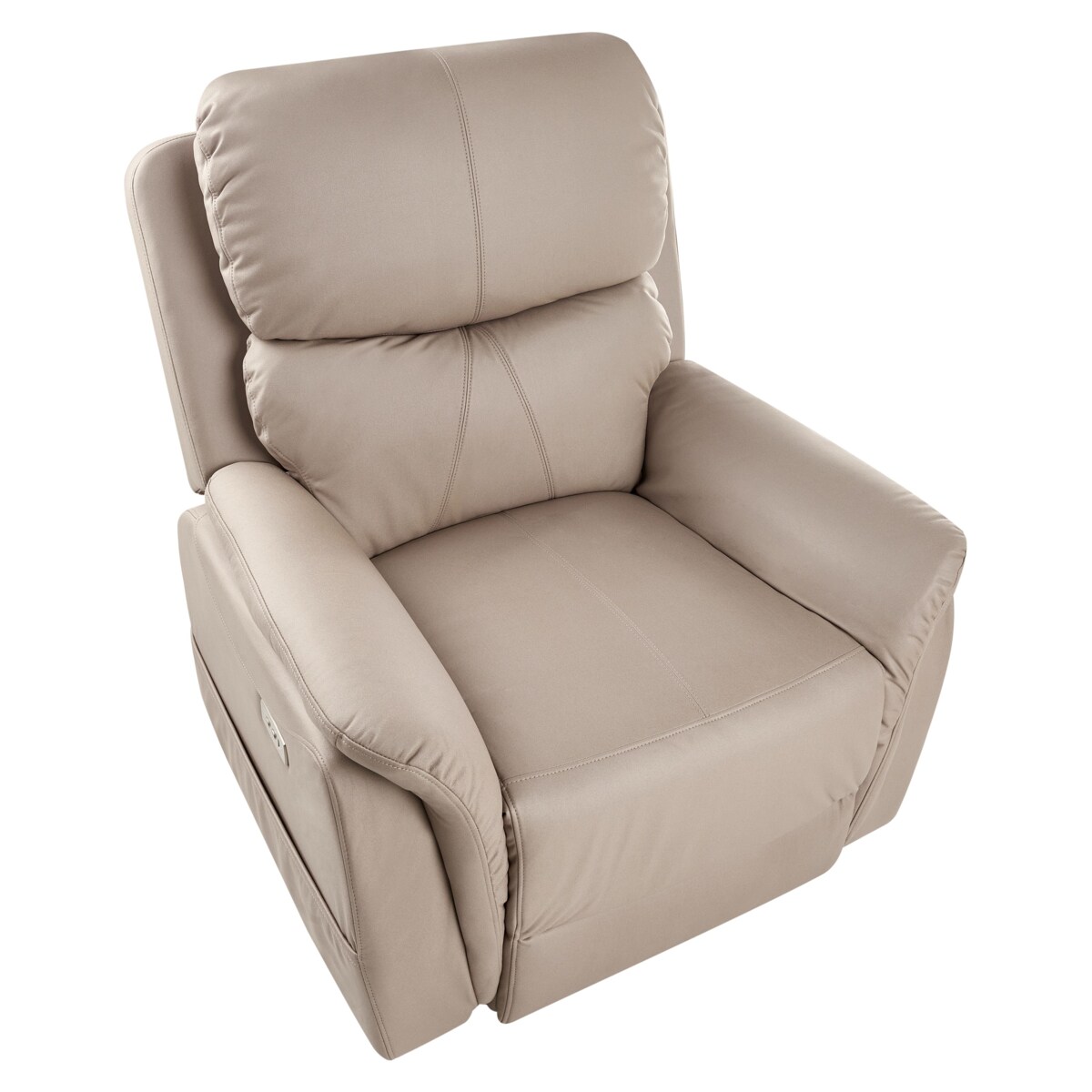 Elektryczny fotel rozkładany GLORIE Z masażem Ekoskóra Beżowoszary