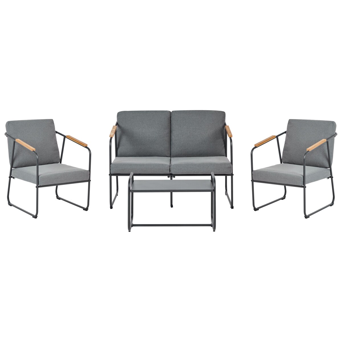 Duży zestaw wypoczynkowy dla 4 osób Stal Szary VEZZANA