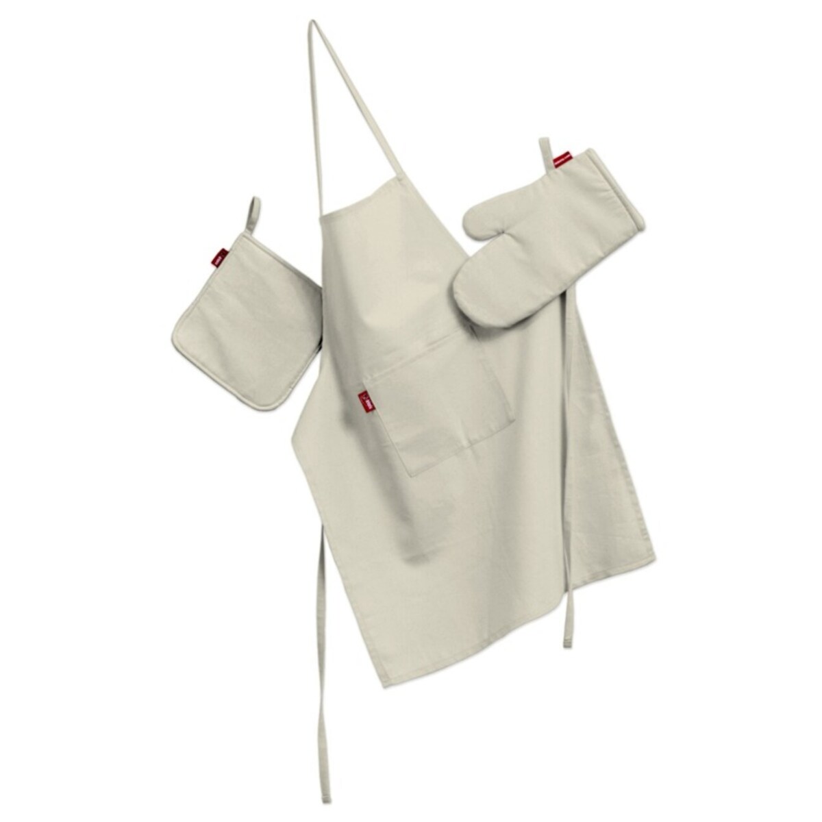 Komplet kuchenny fartuch,rękawica i łapacz, satynowa biel, kpl, Aria