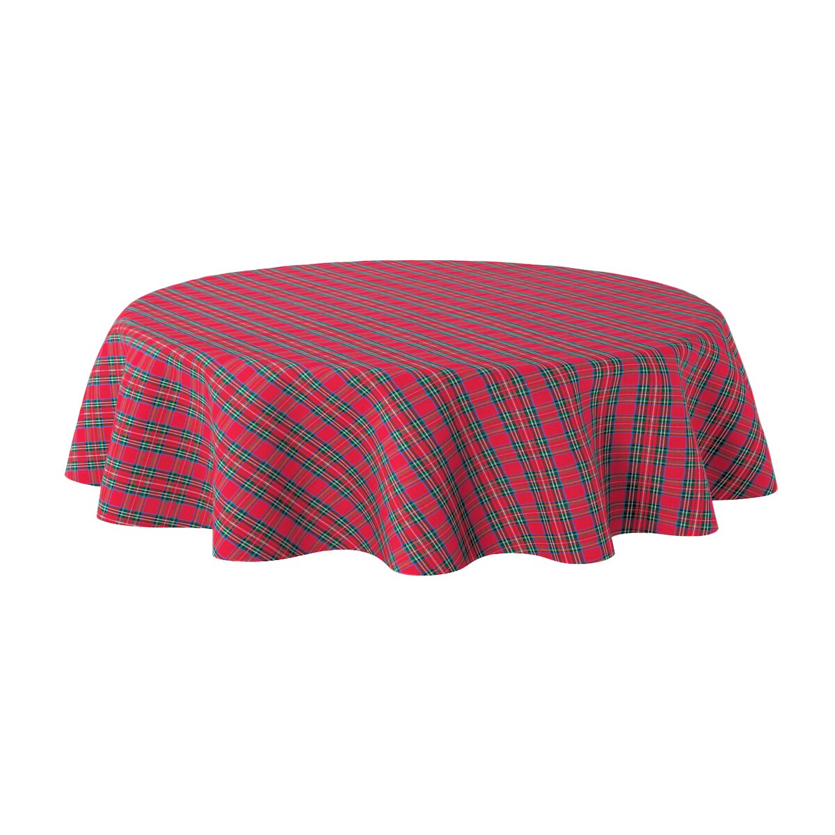 Obrus okrągły 130 x 130 cm czerwona kratka