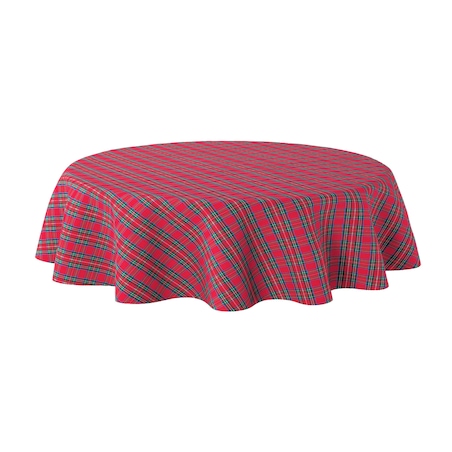 Obrus okrągły 130 x 130 cm czerwona kratka