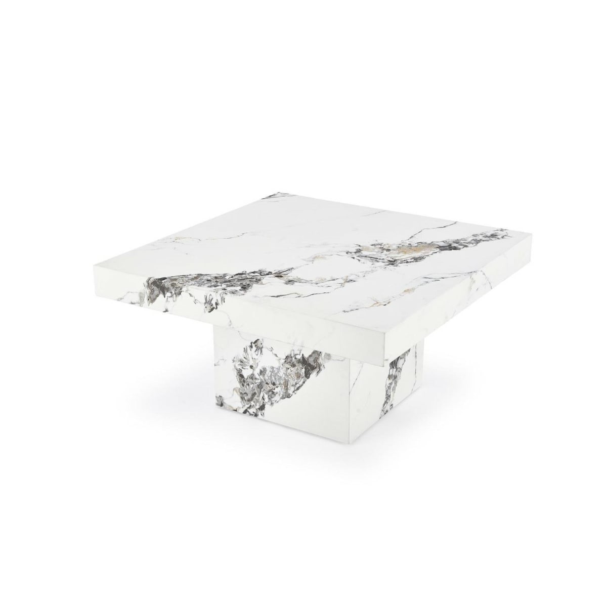 STOLIK KAWOWY Liton CZARNY MARMUR 80/80/41 cm MDF i metal