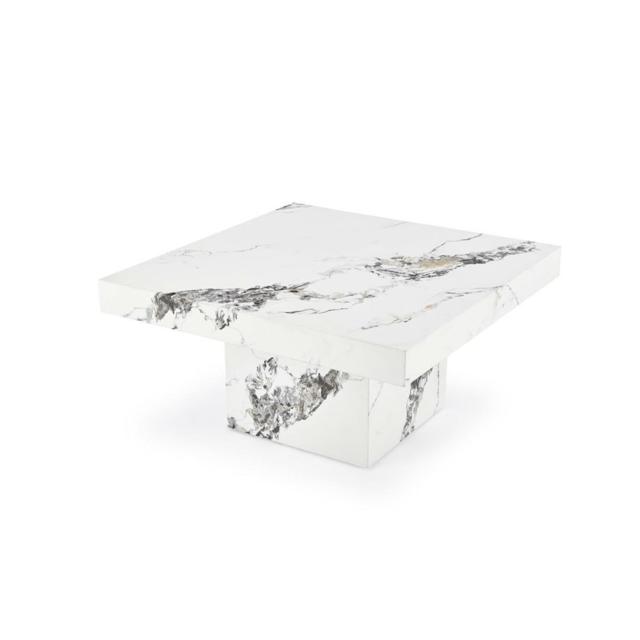 STOLIK KAWOWY Liton CZARNY MARMUR 80/80/41 cm MDF i metal