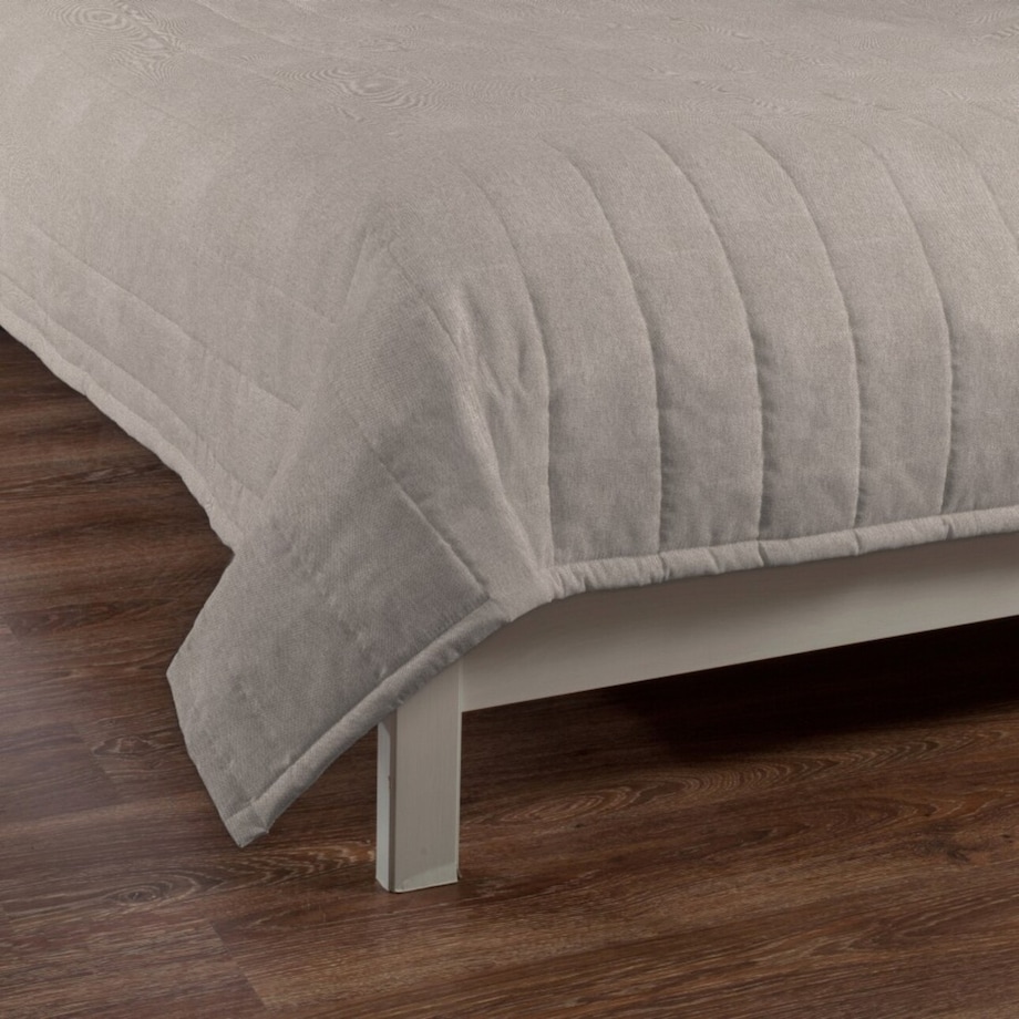 Narzuta pikowana w pasy 260x210 beżowo-szary