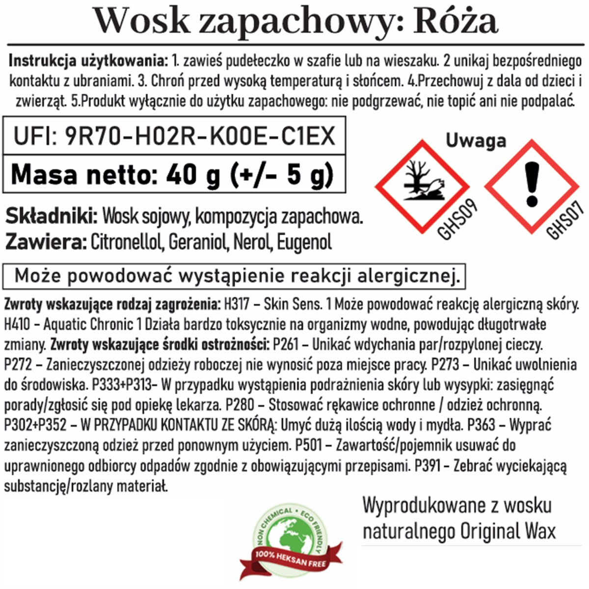Zapachowa zawieszka do szafy wosk sojowy Róża