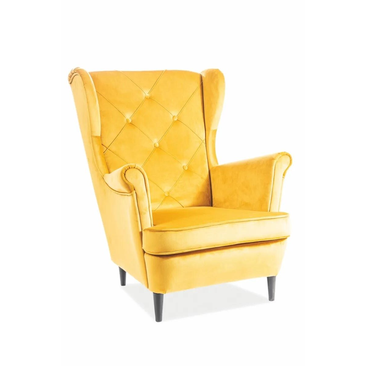 Fotel uszak LADY VELVET curry