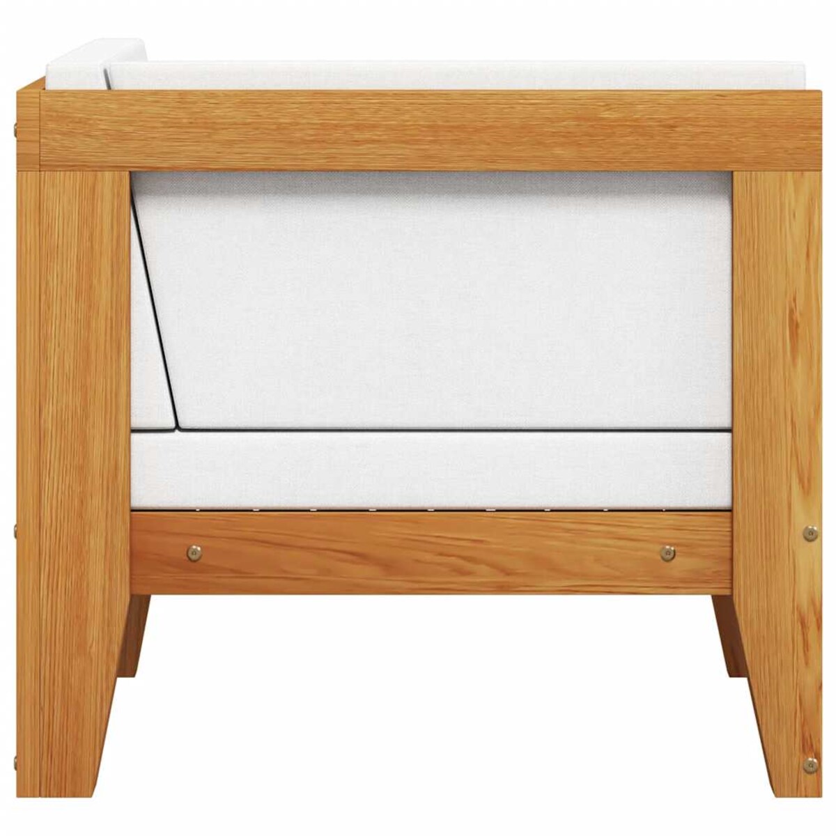 vidaXL Moduł sofy narożnej, kremowe poduszki, drewno akacjowe