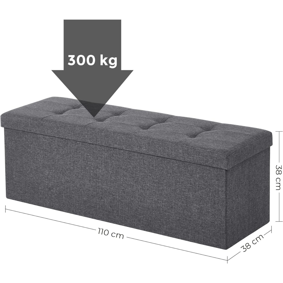 Pufa Organizer Pojemna 110X38X38 Cm Ciemnoszary