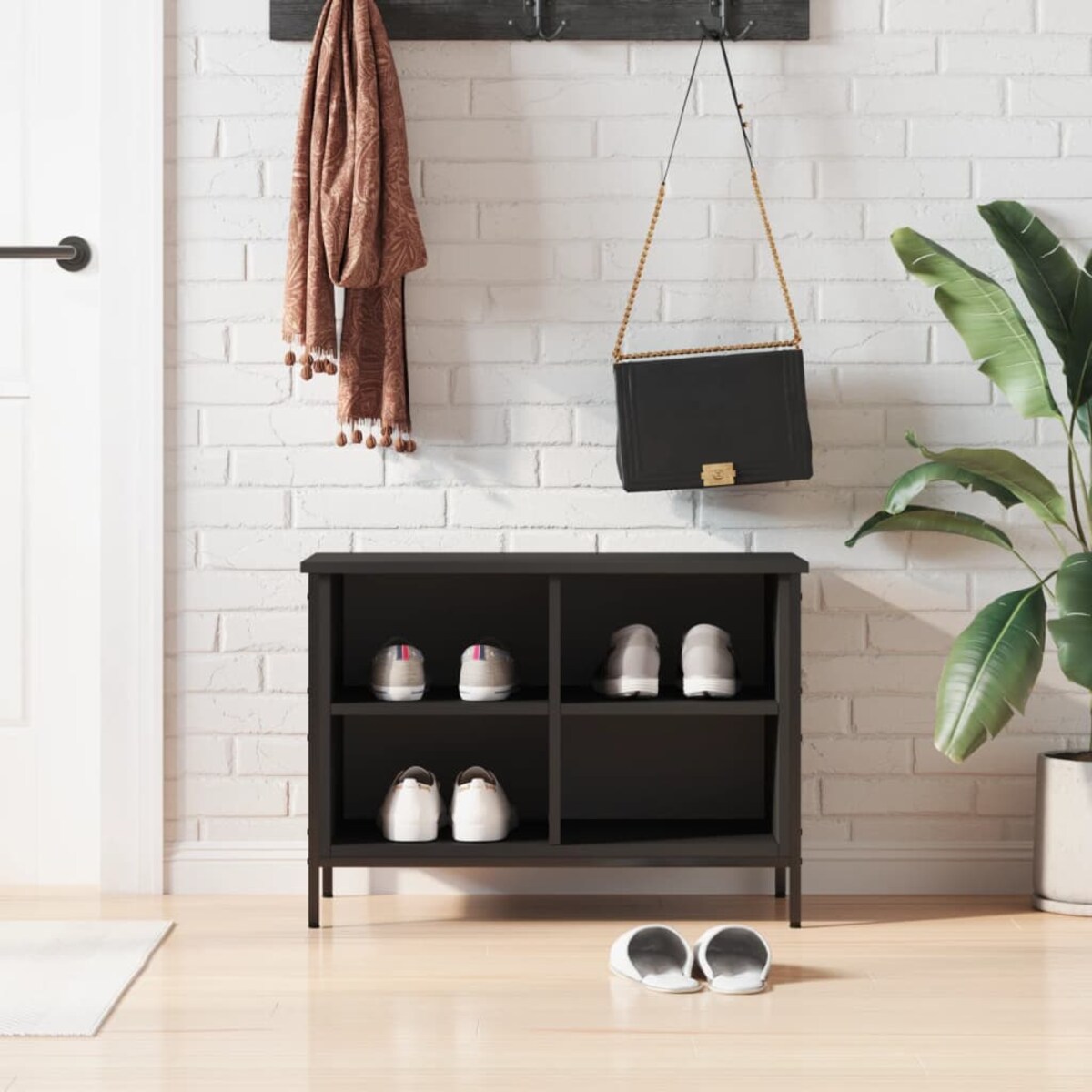vidaXL Szafka na buty, czarna, 69x35x50 cm, materiał drewnopochodny