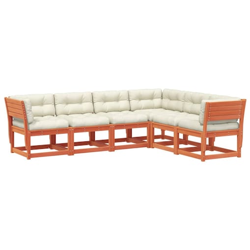 vidaXL 6-cz., ogrodowy zestaw wypoczynkowy z poduszkami, woskowy brąz