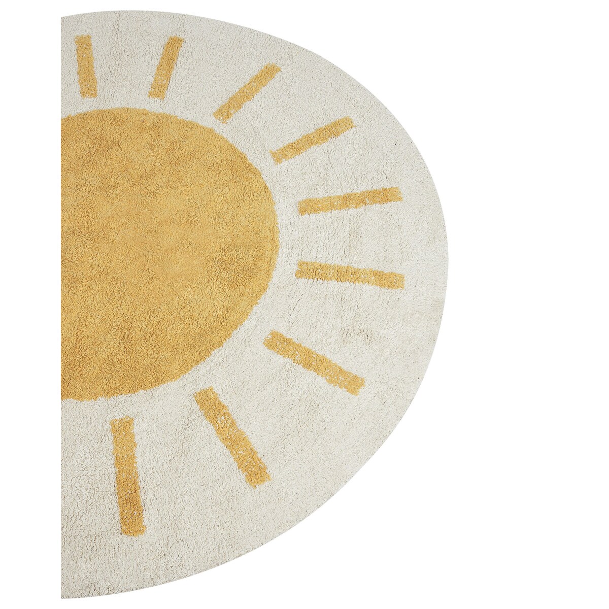 Dywan okrągły bawełniany ø 140 cm jasnobeżowy z żółtym BAIKER