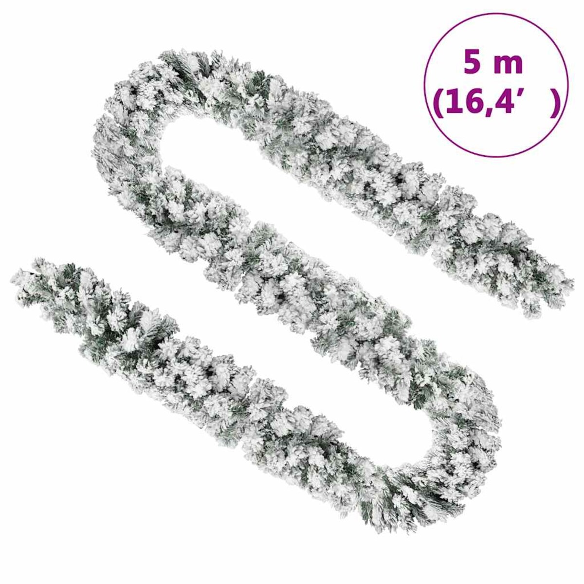 vidaXL Świąteczna girlanda pokryta śniegiem, zielona, 5 m, PVC