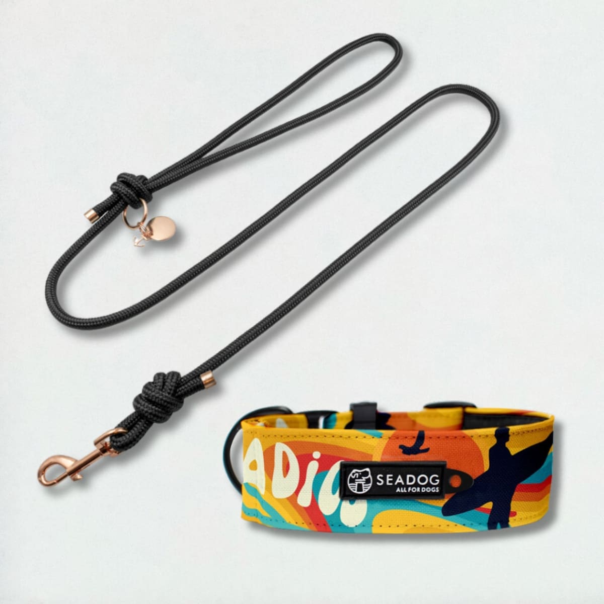 Zestaw: smycz sznurowa i szeroka obroża, rozmiar S