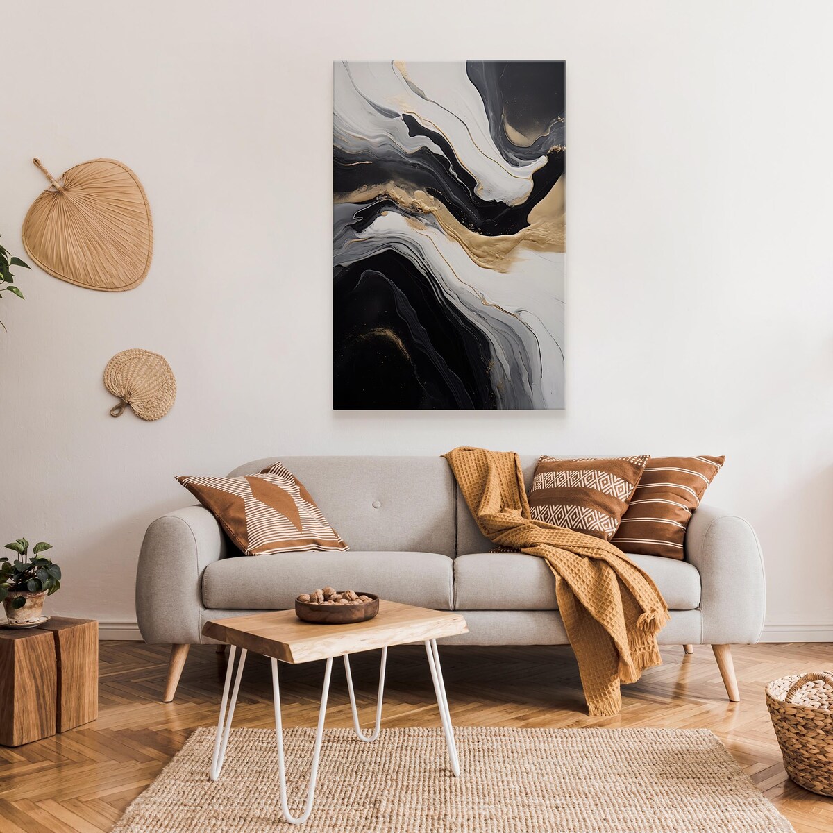 Obraz Czarno-Biała Abstrakcja Elementy Złota 120x80cm