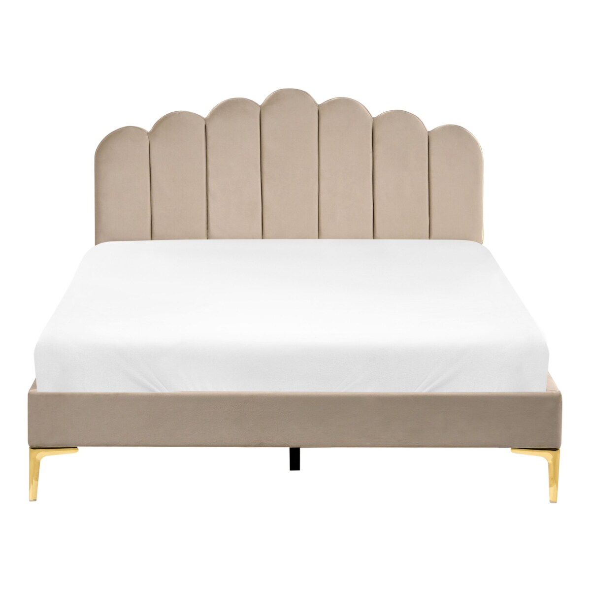 Łóżko Welur SAUVIAN 160 x 200 cm Beżowoszary