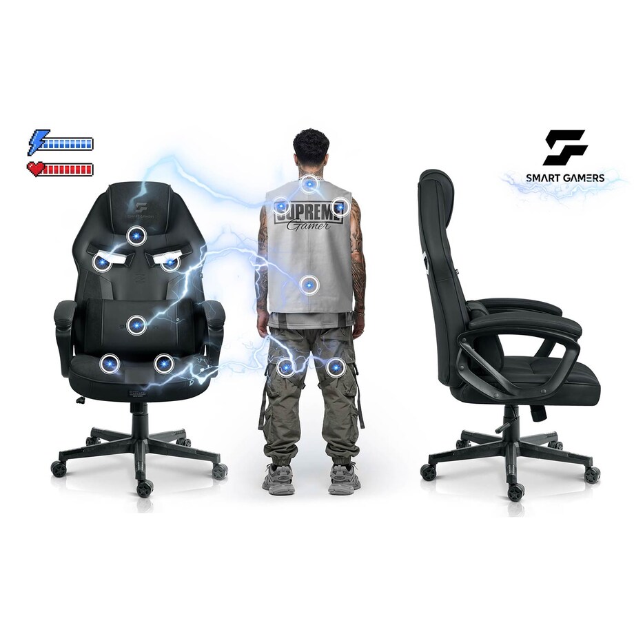 Fotel gamingowy obrotowy dla gracza Sofotel Furon czarny