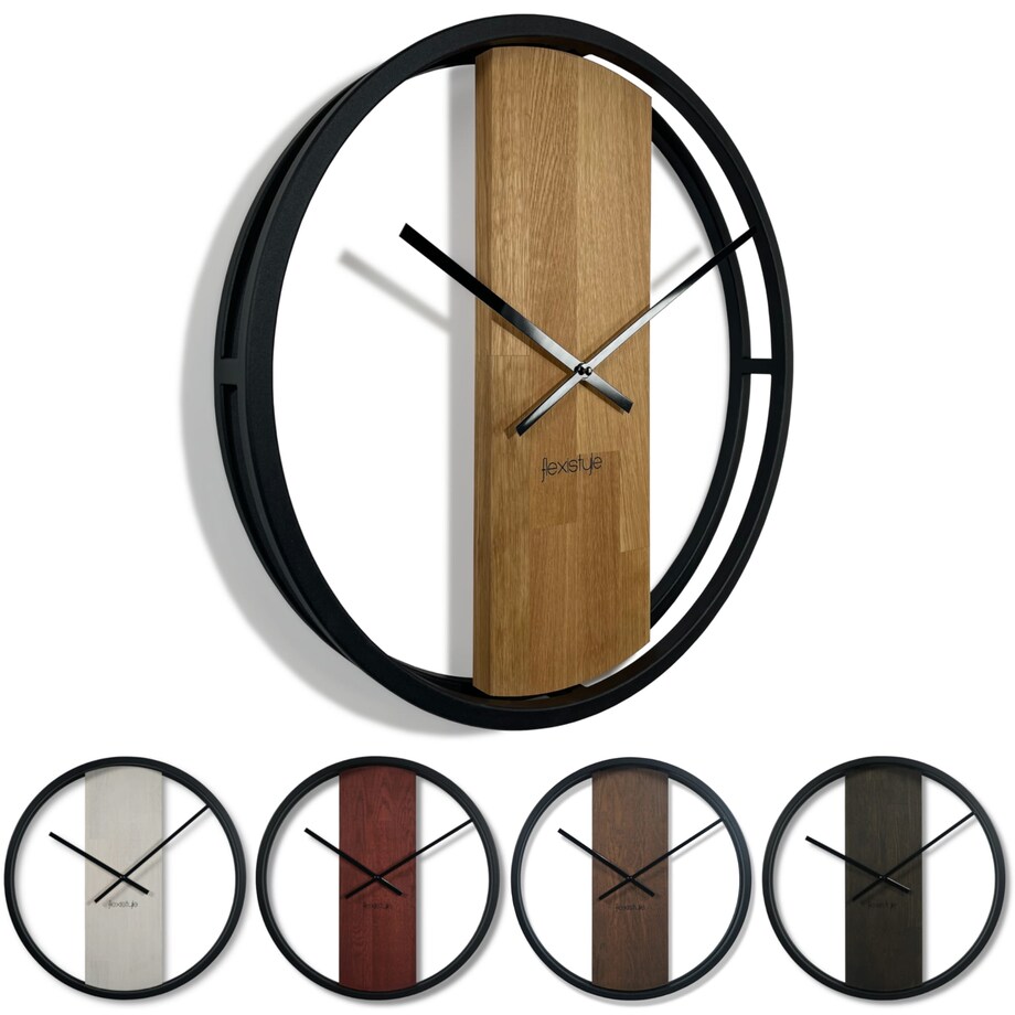 Zegar ścienny drewniany LOFT OVAL wenge 50cm